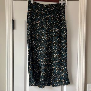 BCBGeneration Emerald Green Leopard Midi Skirt